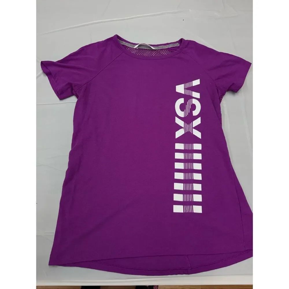 Victoria’s Secret Sport Purple Short Sleeve Shirt with Mesh Size Medium